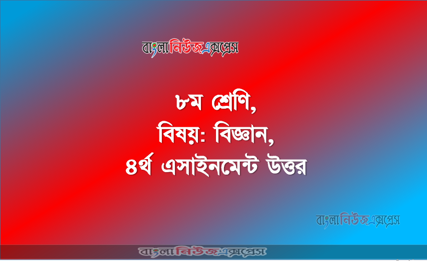 ৮ম শ্রেণি, বিষয়: বিজ্ঞান, ৪র্থ এসাইনমেন্ট উত্তর