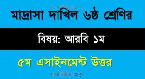 দাখিলা ৬ষ্ঠ শ্রেণীর বিষয়: আরবি ১ম সমাধান, ৫ম এসাইনমেন্ট উত্তর