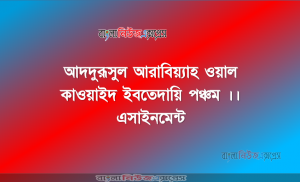 আদদুরূসুল আরাবিয়্যাহ ওয়াল কাওয়াইদ ইবতেদায়ি পঞ্চম ।। এসাইনমেন্ট