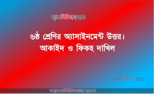 ৬ষ্ঠ শ্রেণির অ্যাসাইনমেন্ট উত্তর। আকাইদ ও ফিকহ দাখিল