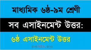 ৬ষ্ঠ থেকে ৯ম শ্রেণির ৬ষ্ঠ সপ্তাহের এ্যাসাইনমেন্টর সকল বিষয় উত্তর