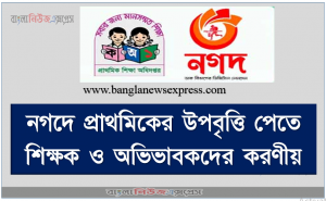 নগদে প্রাথমিকের উপবৃত্তি পেতে  যা যা কবেন
