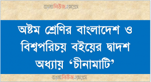 অষ্টম শ্রেণির বাংলাদেশ ও বিশ্বপরিচয় বইয়ের দ্বাদশ অধ্যায় ‘চীনামাটি’