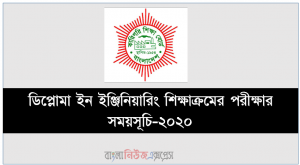 ডিপ্লোমা ইন ইঞ্জিনিয়ারিং শিক্ষাক্রমের পরীক্ষার সময়সূচি-২০২০