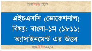 এইচএসসি (ভোকেশনাল) বিষয়: বাংলা-১ম (১৮১১) অ্যাসাইনমেন্ট এর উত্তর