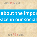 Write about the importance of peace in our social life?