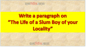 Write a paragraph on “The Life of a Slum Boy of your Locality”