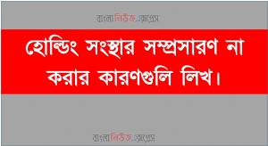 হােল্ডিং কোম্পানির প্রসার না ঘটার কারণ সমূহ লিখবে