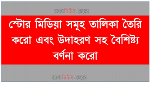 স্টোর মিডিয়া সমূহ তালিকা তৈরি করো এবং উদাহরণ সহ বৈশিষ্ট্য বর্ণনা করো