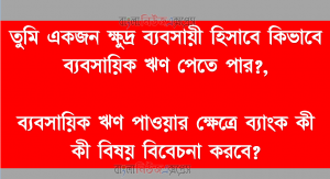 তুমি একজন ক্ষুদ্র ব্যবসায়ী হিসাবে কিভাবে ব্যবসায়িক ঋণ পেতে পার?, ব্যবসায়িক ঋণ পাওয়ার ক্ষেত্রে ব্যাংক কী কী বিষয় বিবেচনা করবে?