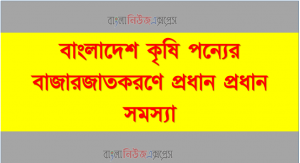 বাংলাদেশ কৃষি পন্যের বাজারজাতকরণে প্রধান প্রধান সমস্যা