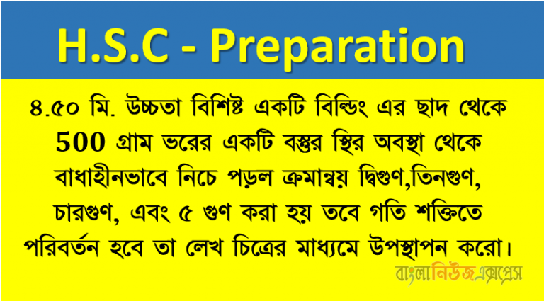অধ্যায় :৫ কাজ, শক্তি ও ক্ষমতা, শক্তির সূত্র অনুসারে বস্তুর ভূপৃষ্ঠে স্পর্শ করার পূর্ব শক্তি বের করো