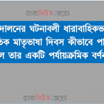 ভাষা আন্দোলনের ঘটনাবলী ধারাবাহিকভাবে লেখ, আন্তর্জাতিক মাতৃভাষা দিবস কীভাবে পালন করা হয়েছিল তার একটি পর্যায়ক্রমিক বর্ণনা দাও