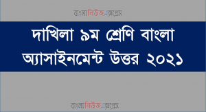 Class: 9 Bangla Assignment Answer 2021