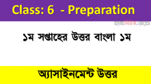 অ্যাসাইনমেন্টর ৬ষ্ঠ শ্রেণীর ১ম সপ্তাহের উত্তর বাংলা ১ম