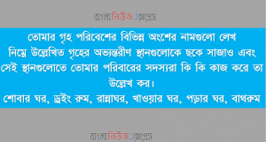 তোমার গৃহ পরিবেশের বিভিন্ন অংশের নামগুলো লেখ