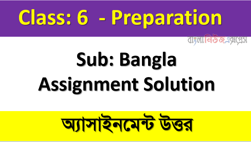Class 6 Sub: Bangla Assignment Solution, 1st Week Assignment Answer 2021