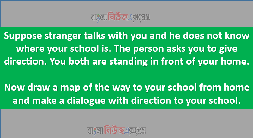 Suppose stranger talks with you and he does not know where your school is. The person asks you to give direction. You both are standing in front of your home