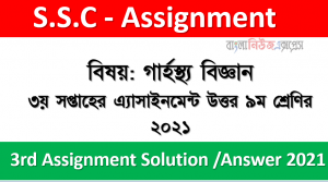 Class 9 Sub: Home Science 3rd Assignment Answer 2021