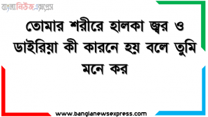তােমার শরীরে হালকা জ্বর ও ডাইরিয়া কী কারনে হয় বলে তুমি মনে কর
