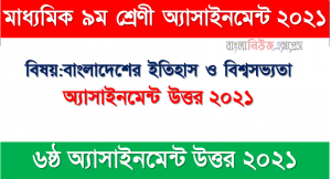 নবম শ্রেণীর বাংলাদেশের ইতিহাস ও বিশ্বসভ্যতা অ্যাসাইনমেন্ট সমাধান 2021