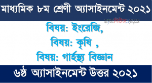 8 Class Assignment Answer 2021 (6th Week), ৮ম শ্রেণির ৬ষ্ঠ সপ্তাহের এ্যাসাইনমেন্ট উত্তর ২০২১