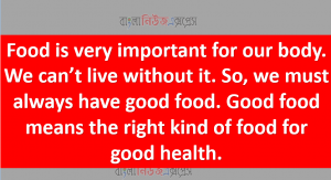 Food is very important for our body. We can’t live without it. So, we must always have good food