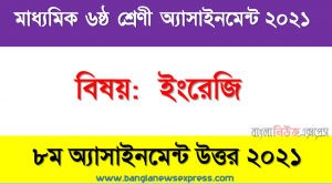 Class 6 English Solution (8th Week) 2021, ৬ষ্ঠ শ্রেণির ইংরেজি ৮ম সপ্তাহের অ্যাসাইনমেন্টের সমাধান ২০২১