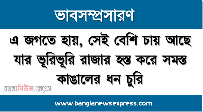 ভাবসম্প্রসারণ: এ জগতে হায়, সেই বেশি চায় আছে যার ভূরিভূরি রাজার হস্ত করে সমস্ত কাঙালের ধন চুরি