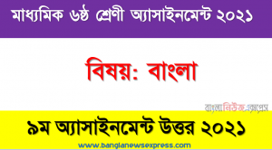 class 6 bangla answer 2021 [9th week bangla solution 2021], বাংলা ৬ষ্ঠ শ্রেণির ৯ম সপ্তাহের অ্যাসাইনমেন্টের সমাধান ২০২১