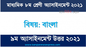 class 8 bangla answer 9th week assignment answer/solution 2021, ৮ম শ্রেণির ৯ম সপ্তাহের অ্যাসাইনমেন্ট ২০২১ বাংলা