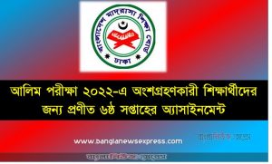 আলিম ১২শ শ্রেণির ৬ষ্ঠ সপ্তাহের অ্যাসাইনমেন্ট প্রকাশ ২০২১