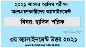 Alim (hsc) পরিক্ষার্থী ২০২১ এর হাদিস শরিফ ৩য় সপ্তাহের অ্যাসাইনমেন্ট উত্তর / সমাধান ২০২১