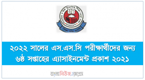 ২০২২ সালের এস.এস.সি পরীক্ষার্থীদের জন্য ৬ষ্ঠ সপ্তাহের এ্যাসাইনমেন্ট প্রকাশ ২০২১
