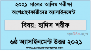 Alim (hsc) পরিক্ষার্থী ২০২১ এর হাদিস শরীফ ৬ষ্ঠ সপ্তাহের অ্যাসাইনমেন্ট উত্তর / সমাধান ২০২১, আলিম এসাইনমেন্ট ২০২১ উত্তর হাদিস শরীফ (৬ষ্ঠ সপ্তাহের) ২০২১ সালের আলিম