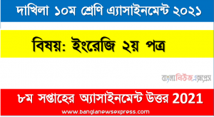 dakhil english 2nd paper 8th week assignment answer examiner 2022, ২০২২ সালের দাখিল পরীক্ষার্থীদের ইংরেজি ২য় পত্র এসাইনমেন্ট উত্তর ৮ম সপ্তাহের এসাইনমেন্ট সমাধান ২০২১