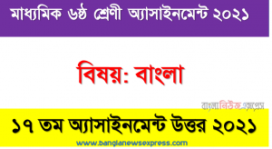 bangla assignment solution for class 6 (17th week) assignment answer/solution 2021, মাধ্যমিক ৬ষ্ঠ শ্রেণির বাংলা ১৭ তম সপ্তাহের অ্যাসাইনমেন্টের সমাধান ২০২১