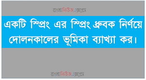 একটি স্প্রিং এর স্প্রিং ধ্রুবক নির্ণয়ে দোলনকালের ভূমিকা ব্যাখ্যা কর