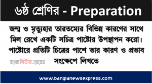 জন্ম ও মৃত্যুহার তারতম্যের বিভিন্ন কারণের সাথে মিল রেখে একটি সচিত্র পাষ্টোর উপস্থাপন করো। পাষ্টোরে প্রতিটি চিত্রের পাশে তার কারণ ও প্রভাব সংক্ষেপে লিখতে
