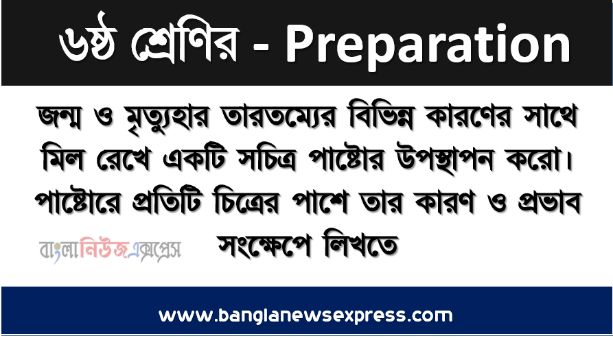 জন্ম ও মৃত্যুহার তারতম্যের বিভিন্ন কারণের সাথে মিল রেখে একটি সচিত্র পাষ্টোর উপস্থাপন করো। পাষ্টোরে প্রতিটি চিত্রের পাশে তার কারণ ও প্রভাব সংক্ষেপে লিখতে