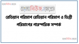 রেডিয়ান পরিমাপ রেডিয়ান পরিমাপ ও ডিগ্রী পরিমাপের পারস্পরিক সম্পর্ক, একটি বৃত্তাকার হেলিপ্যাড (হেলিকপ্টার অবতরণের স্থান) এর ব্যাসের দুই প্রান্ত পৃথিবীর কেন্দ্রে 16″ কোণ উৎপন্ন করে।