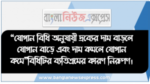 “যোগান বিধি অনুযায়ী দ্রব্যের দাম বাড়লে যোগান বাড়ে এবং দাম কমলে যোগান কমে”বিধিটির ব্যতিক্রমের কারণ নিরূপণ, যােগানের ধারণা ব্যাখ্যা করতে হবে।