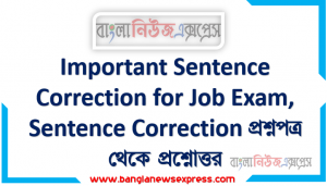Sentence Correction বিগত সালের ব্যাংক নিয়োগ পরীক্ষায় আসা ইংরেজি শুদ্ধ বাক্য সংশোধন,Important Sentence Correction for Job Exam, Sentence Correction প্রশ্নপত্র থেকে প্রশ্নোত্তর , Sentence Correction বিগত প্রাইমারী পরীক্ষায় যেগুলো এসেছিল কোনগুলো বারবার এসেছিল