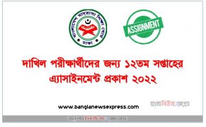 ২০২২ সালের দাখিল পরীক্ষার্থীদের জন্য ১২তম সপ্তাহের এ্যাসাইনমেন্ট প্রকাশ ২০২২, dakhil 12th week assignment question download , 12th week class 10 dakhil assignment question pdf