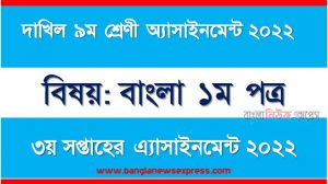 দাখিল ৯ম/নবম শ্রেণির বাংলা ১ম পত্র ৩য় সপ্তাহের অ্যাসাইনমেন্টের সমাধান ২০২২,দাখিল ৯ম শ্রেণির বাংলা ১ম পত্র ৩য় সপ্তাহের অ্যাসাইনমেন্টের সমাধান ২০২২, dakhil class 9 bangla 1st paper solution (3rd week) 2022, dakhil class 9 bangla 1st paper answer 2022 [3rd week bangla 1st paper solution 2022]