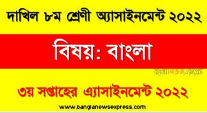 দাখিল ৮ম/অষ্টম শ্রেণির বাংলা সপ্তাহের অ্যাসাইনমেন্টের সমাধান ২০২২, দাখিল ৮ম শ্রেণির বাংলা সপ্তাহের অ্যাসাইনমেন্টের সমাধান ২০২২, dakhil class 8 bangla solution (3rd week) 2022, dakhil class 8 bangla answer 2022 [3rd week bangla solution 2022