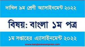 দাখিল ৯ম/নবম শ্রেণির বাংলা ১ম পত্র ১ম সপ্তাহের অ্যাসাইনমেন্টের সমাধান ২০২২,দাখিল ৯ম শ্রেণির বাংলা ১ম পত্র ১ম সপ্তাহের অ্যাসাইনমেন্টের সমাধান ২০২২, dakhil class 9 bangla 1st paper solution (1st week) 2022