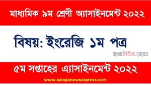 মাধ্যমিক ৯ম/নবম শ্রেণির ইংরেজি ১ম পত্র ৫ম সপ্তাহের অ্যাসাইনমেন্টের সমাধান ২০২২,৯ম শ্রেণির ইংরেজি ১ম পত্র ৫ম সপ্তাহের অ্যাসাইনমেন্টের সমাধান ২০২২, class 9 english 1st paper solution (5th week) 2022
