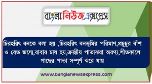 চিরহরিৎ বনকে বলা হয় ,চিরহরিৎ বনভূমির পরিমাণ,প্রচুচুর বাঁশ ও বেত জন্মে,রাবার চাষ হয়,ক্রান্তীয় পাতাঝরা অরণ্য,শীতকালে গাছের পাতা সম্পূর্ণ ঝরে যায়