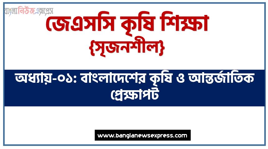 JSC Agricultural Education বাংলাদেশের কৃষি ও আন্তর্জাতিক প্রেক্ষাপট অধ্যায়ের সৃজনশীল, JSC অধ্যায়-১ম বাংলাদেশের কৃষি ও আন্তর্জাতিক প্রেক্ষাপট সৃজনশীল প্রশ্ন ও উত্তর, Agricultural Education বাংলাদেশের কৃষি ও আন্তর্জাতিক প্রেক্ষাপট সিকিউ সৃজনশীল প্রশ্ন ও উত্তর,মাধ্যমিক কৃষি শিক্ষা বাংলাদেশের কৃষি ও আন্তর্জাতিক প্রেক্ষাপট অধ্যায়ের সৃজনশীল প্রশ্ন সহ ও সমাধান